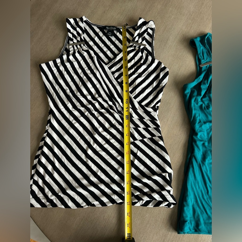 White House Black Market Black & White Diagonal and teal Stripe Tank set - Picture 7 of 11